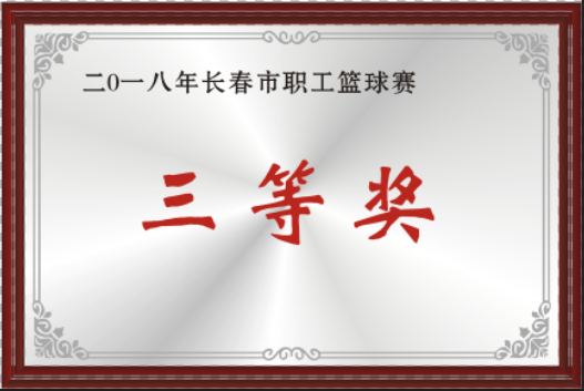 2018年长春市职工篮球赛三等奖